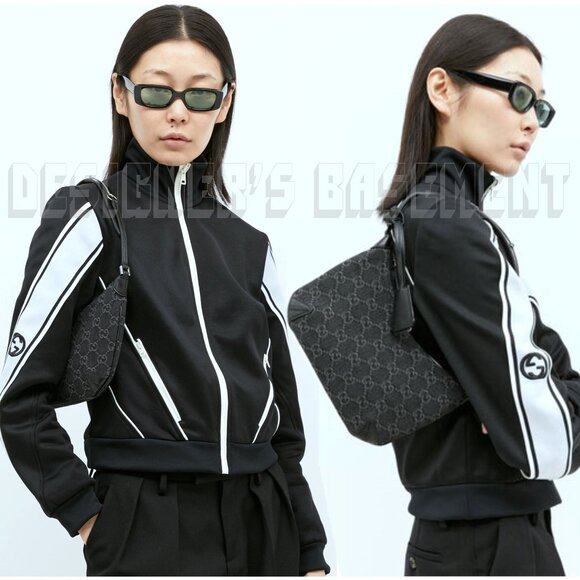 GUCCI black Jacquard Denim GG Monogram Horsebit detail SLIM small Shoulder bag🎁 - Picture 11 of 13